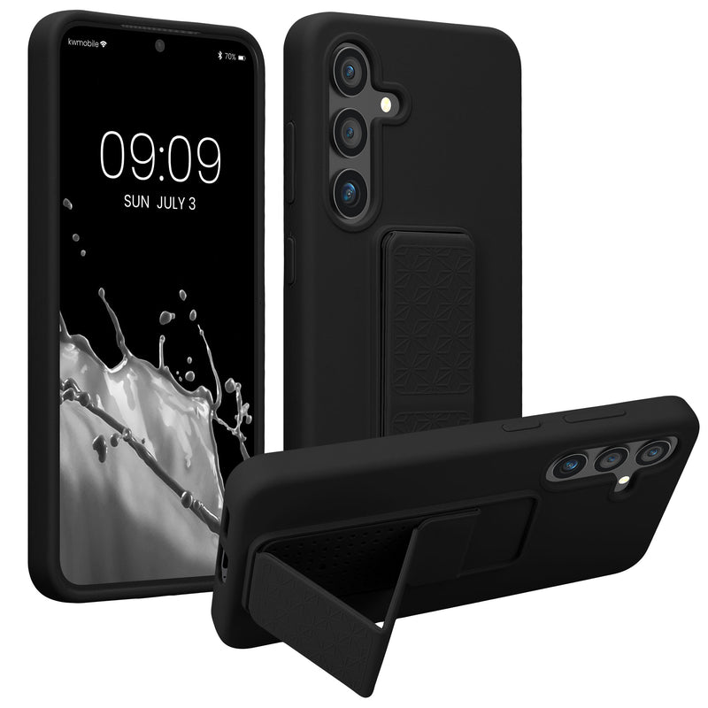 kwmobile Phone Case for Samsung Galaxy S24 Case with Finger Holder and Stand Protective Cover