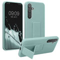 kwmobile Handyhülle kompatibel mit Samsung Galaxy S24 Plus - Hülle mit Fingerhalter und Standfunktion - Silikon Case Handy Cover in Mintgrün Mintgrün  