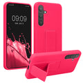 kwmobile Handyhülle kompatibel mit Samsung Galaxy S24 Plus - Hülle mit Fingerhalter und Standfunktion - Silikon Case Handy Cover in Neon Pink Neon Pink  