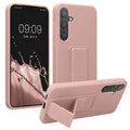 kwmobile Handyhülle kompatibel mit Samsung Galaxy S24 Plus - Hülle mit Fingerhalter und Standfunktion - Silikon Case Handy Cover in Altrosa Altrosa  
