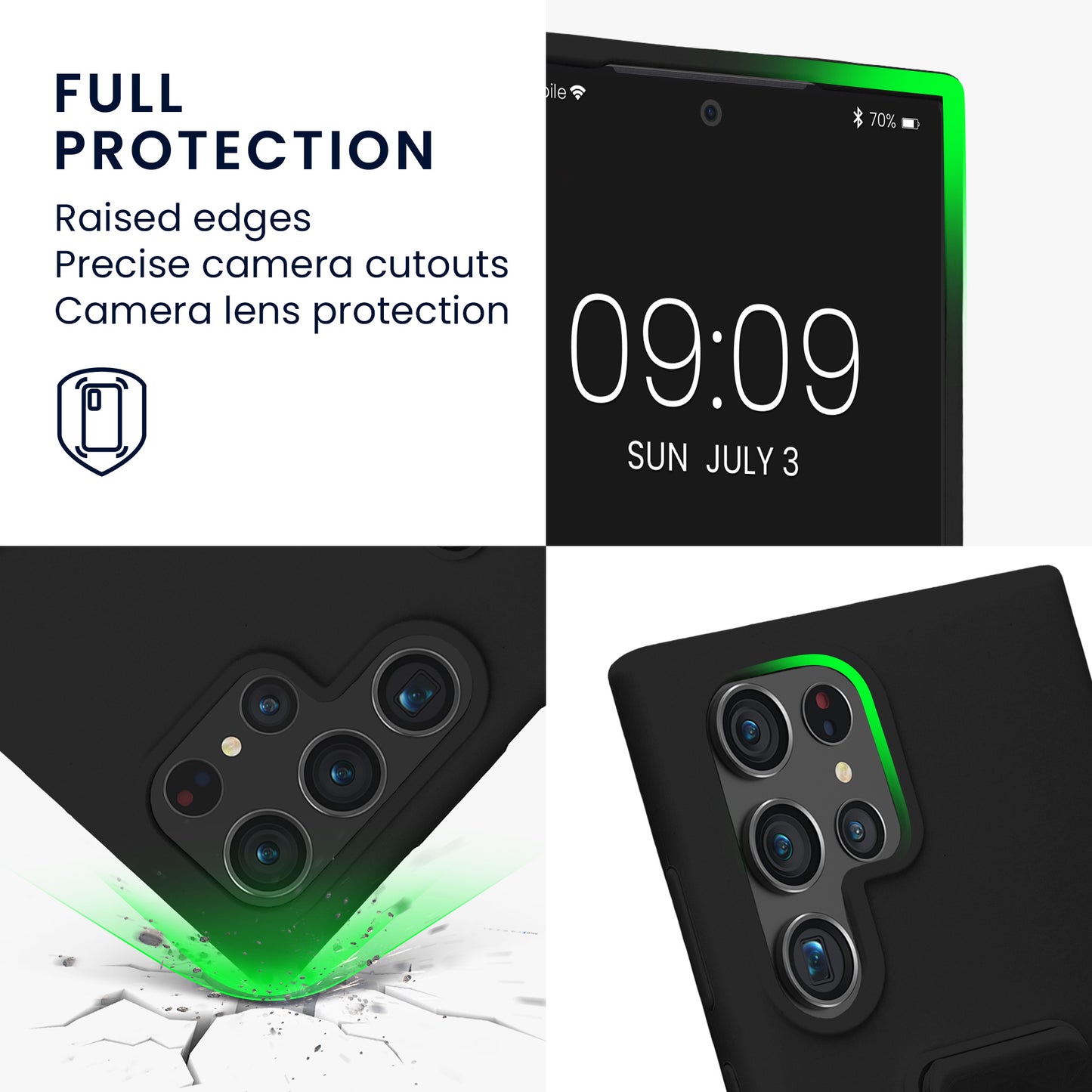 kwmobile Phone Case for Samsung Galaxy S24 Ultra Case with Finger Holder and Stand Protective Cover