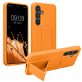 kwmobile Handyhülle kompatibel mit Samsung Galaxy S25 - Hülle mit Fingerhalter und Standfunktion - Silikon Case Handy Cover in Fruity Orange Fruity Orange  