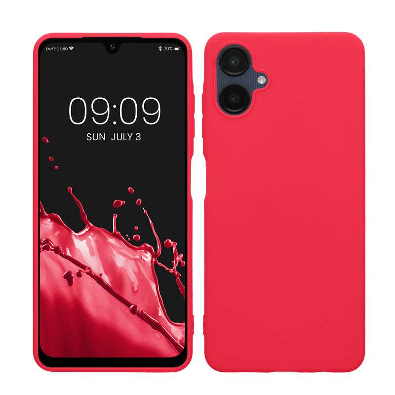 kwmobile Hülle kompatibel mit Samsung Galaxy A06 Hülle - weiches TPU Silikon Case - Cover geeignet für kabelloses Laden - Neon Pink Neon Pink  