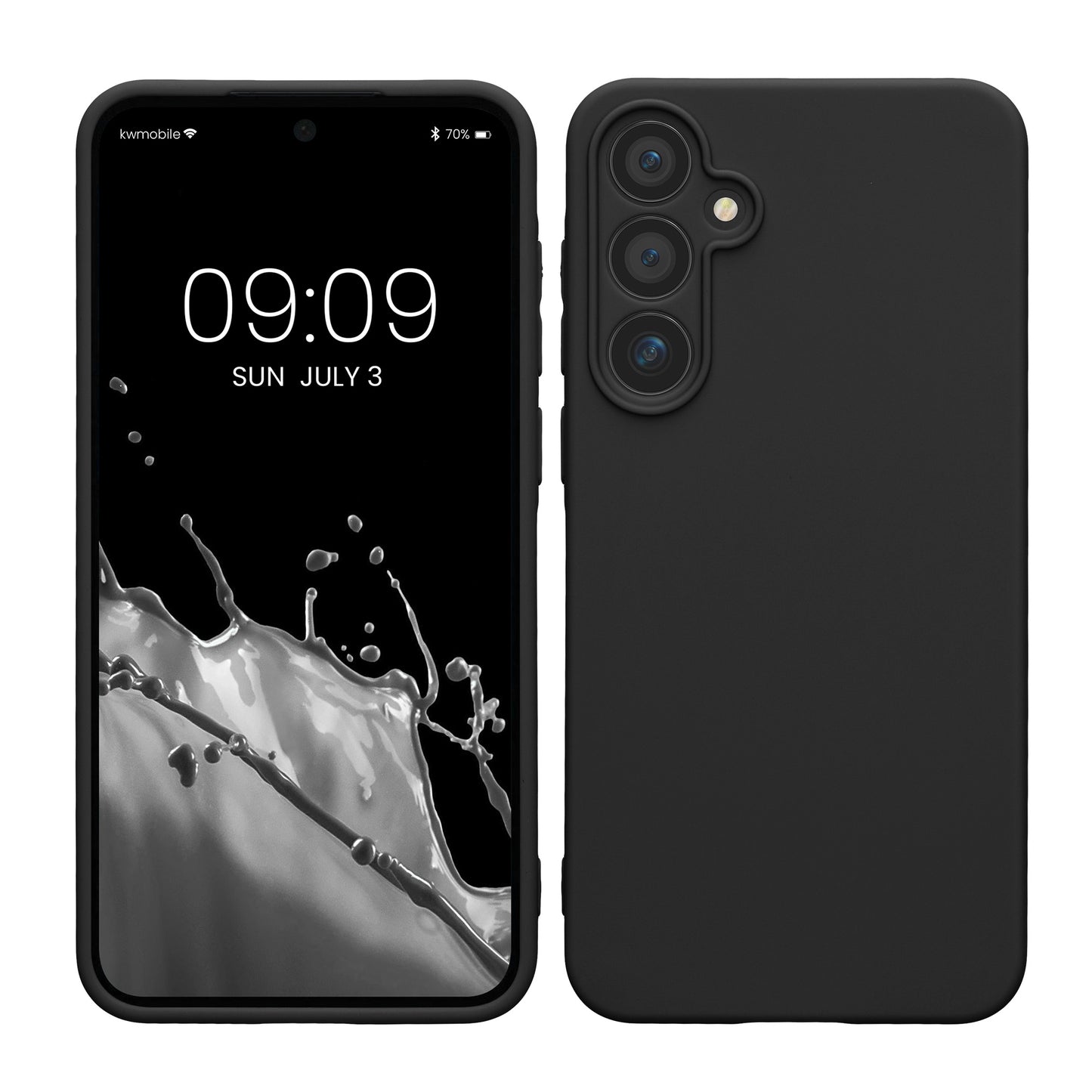 kwmobile Handyhülle kompatibel mit Samsung Galaxy A55 5G Hülle - Handy Case aus weichem Silikon in Schwarz Schwarz  