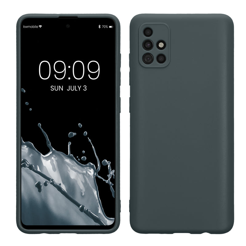 kwmobile Handyhülle kompatibel mit Samsung Galaxy A51 Hülle - Handy Case aus weichem Silikon in Dunkler Schiefer Dunkler Schiefer  