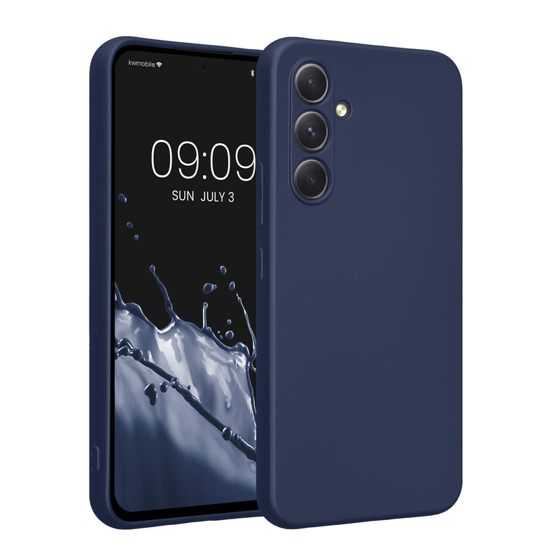 kwmobile Handyhülle kompatibel mit Samsung Galaxy A54 5G Hülle - weiche Silikon Case metallisch schimmernd in Metallic Blau Metallic Blau  