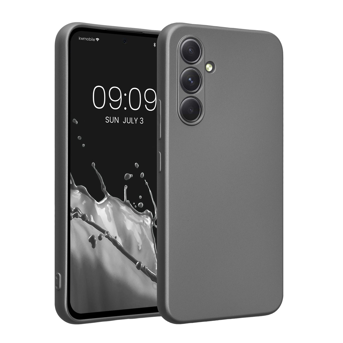 kwmobile Handyhülle kompatibel mit Samsung Galaxy A54 5G Hülle - weiche Silikon Case metallisch schimmernd in Metallic Grau Metallic Grau  