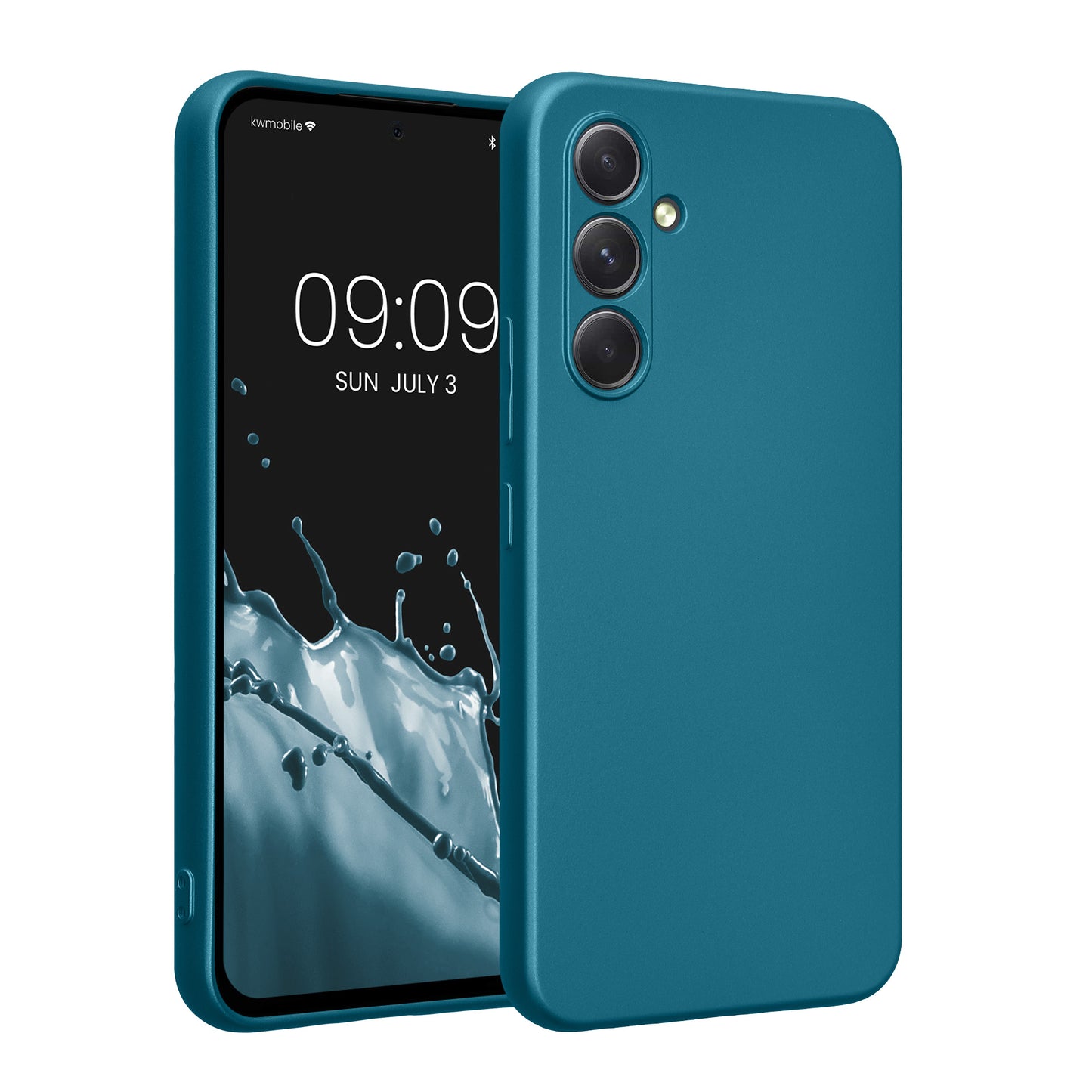 kwmobile Handyhülle kompatibel mit Samsung Galaxy A54 5G Hülle - weiche Silikon Case metallisch schimmernd in Metallic Karibikblau Metallic Karibikblau  