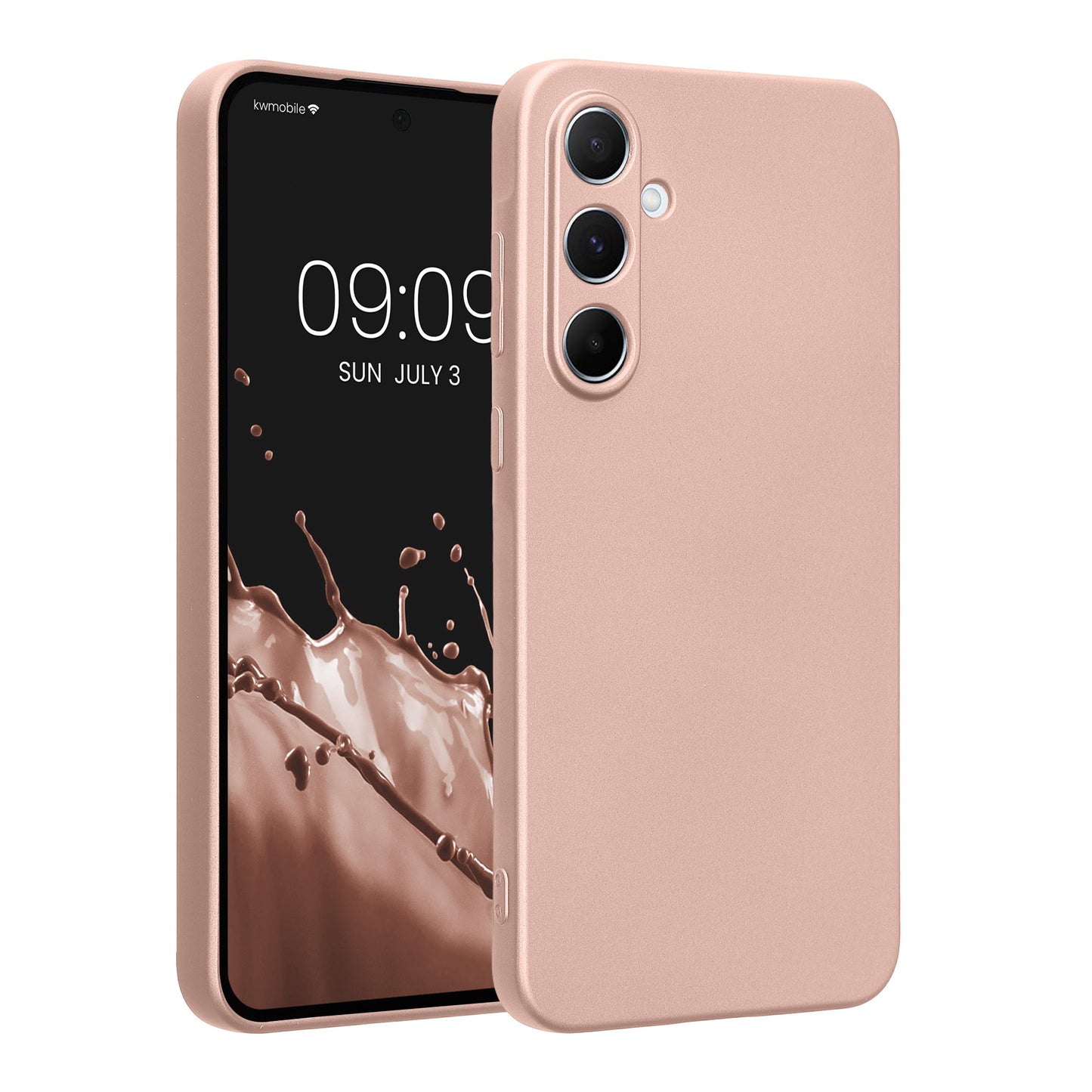 kwmobile Handyhülle kompatibel mit Samsung Galaxy A55 5G Hülle - weiche Silikon Case metallisch schimmernd in Metallic Rosegold Metallic Rosegold  