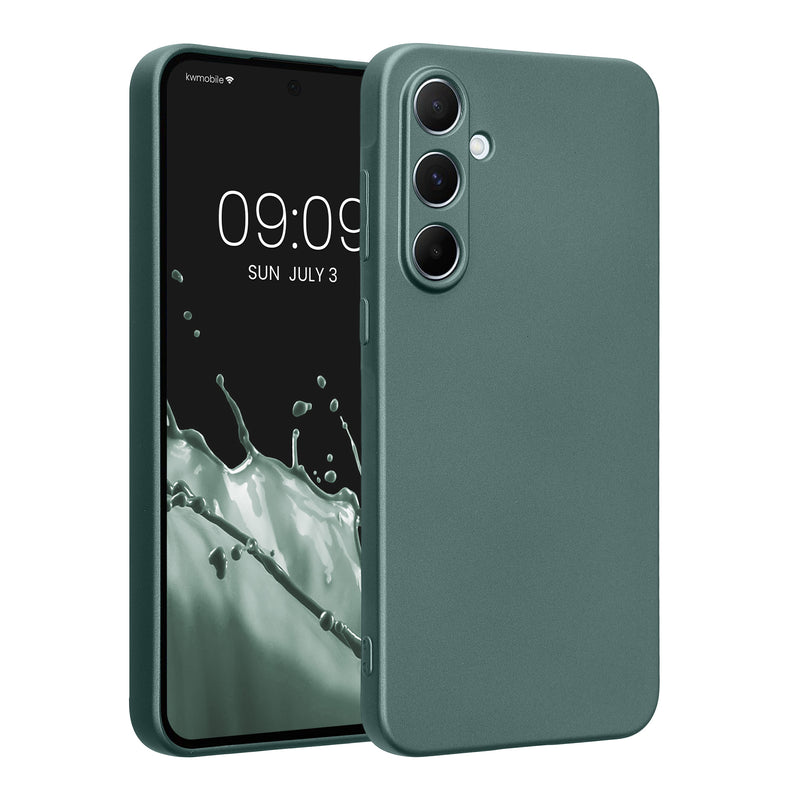 kwmobile Handyhülle kompatibel mit Samsung Galaxy A55 5G Hülle - weiche Silikon Case metallisch schimmernd in Metallic Petrol Metallic Petrol  