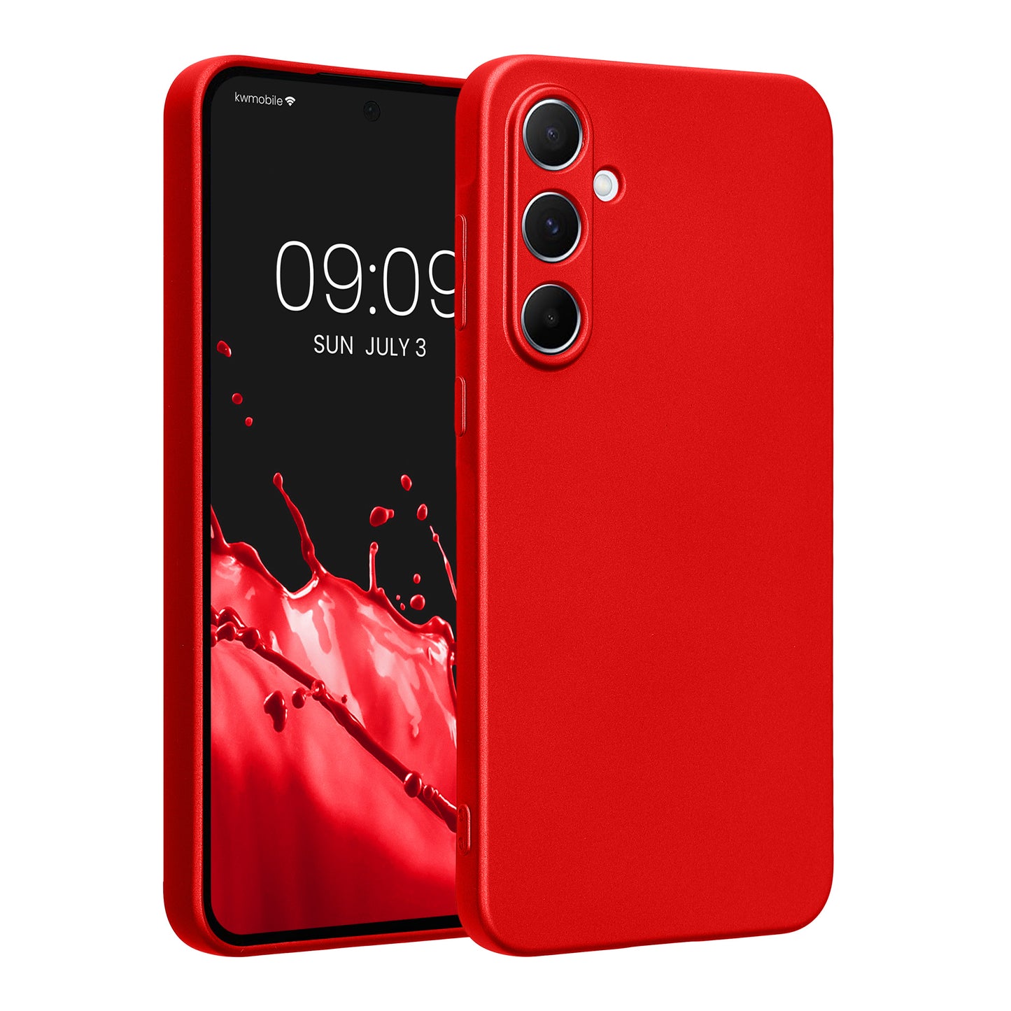 kwmobile Handyhülle kompatibel mit Samsung Galaxy A55 5G Hülle - weiche Silikon Case metallisch schimmernd in Metallic Dunkelrot Metallic Dunkelrot  