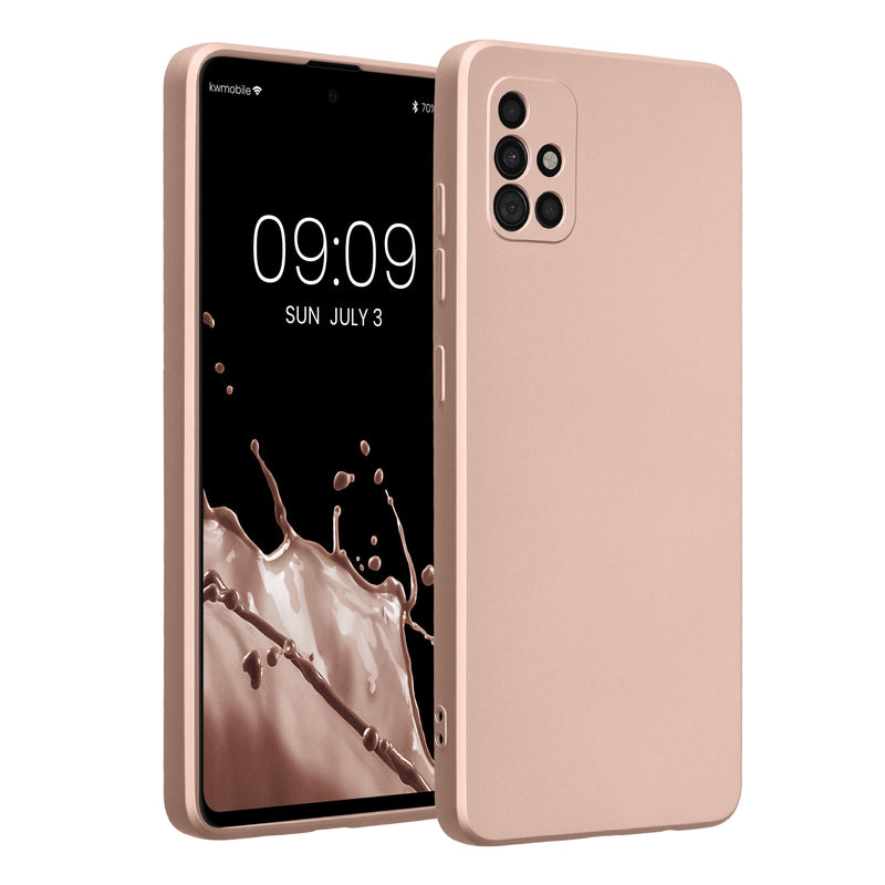 kwmobile Handyhülle kompatibel mit Samsung Galaxy A51 Hülle - weiche Silikon Case metallisch schimmernd in Metallic Rosegold Metallic Rosegold  