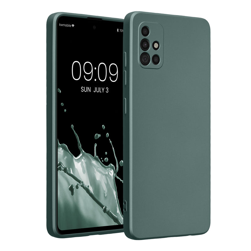 kwmobile Handyhülle kompatibel mit Samsung Galaxy A51 Hülle - weiche Silikon Case metallisch schimmernd in Metallic Petrol Metallic Petrol  