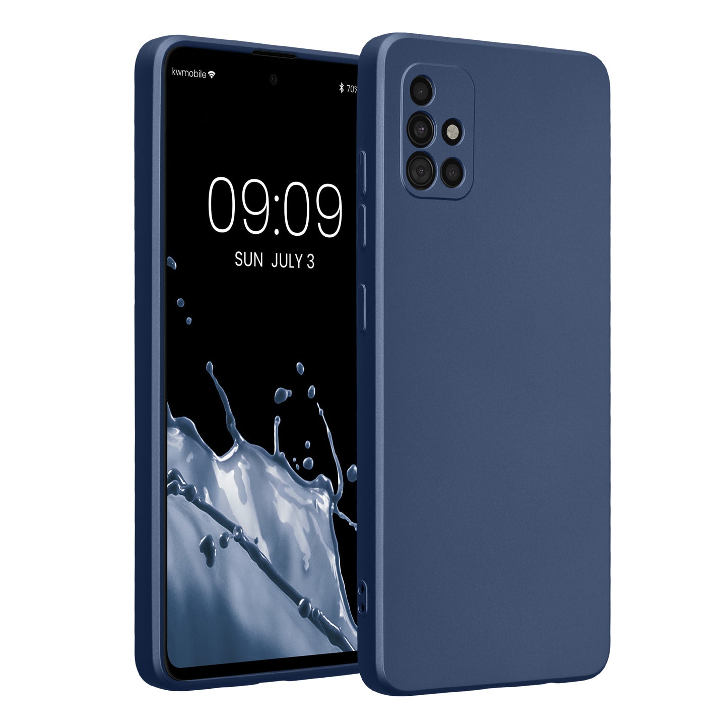 kwmobile Handyhülle kompatibel mit Samsung Galaxy A51 Hülle - weiche Silikon Case metallisch schimmernd in Metallic Blau Metallic Blau  