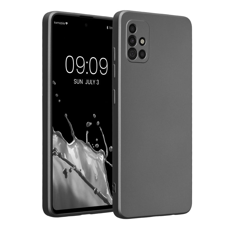 kwmobile Handyhülle kompatibel mit Samsung Galaxy A51 Hülle - weiche Silikon Case metallisch schimmernd in Metallic Grau Metallic Grau  
