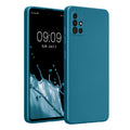 kwmobile Handyhülle kompatibel mit Samsung Galaxy A51 Hülle - weiche Silikon Case metallisch schimmernd in Metallic Karibikblau Metallic Karibikblau  