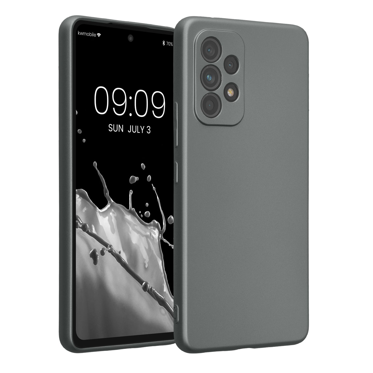 kwmobile Handyhülle kompatibel mit Samsung Galaxy A53 5G Hülle - weiche Silikon Case metallisch schimmernd in Metallic Grau Metallic Grau  