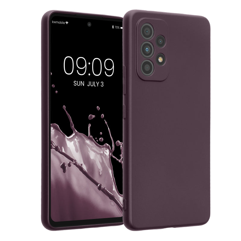 kwmobile Handyhülle kompatibel mit Samsung Galaxy A53 5G Hülle - weiche Silikon Case metallisch schimmernd in Metallic Brombeere Metallic Brombeere  