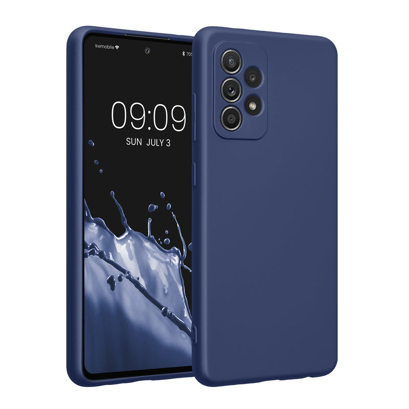 kwmobile Handyhülle kompatibel mit Samsung Galaxy A52 / A52 5G / A52s 5G Hülle - weiche Silikon Case metallisch schimmernd in Metallic Blau Metallic Blau  