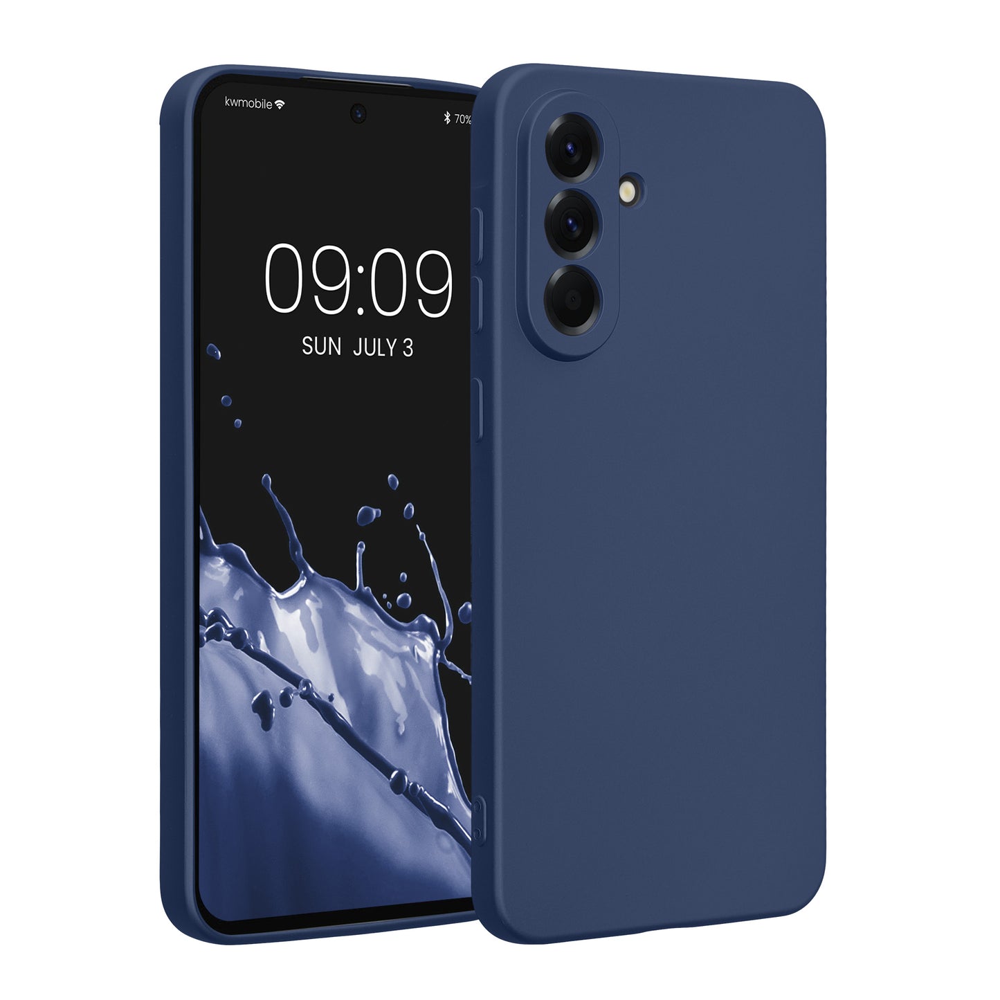 kwmobile Handyhülle kompatibel mit Samsung Galaxy A56 5G Hülle - weiche Silikon Case metallisch schimmernd in Metallic Blau Metallic Blau  