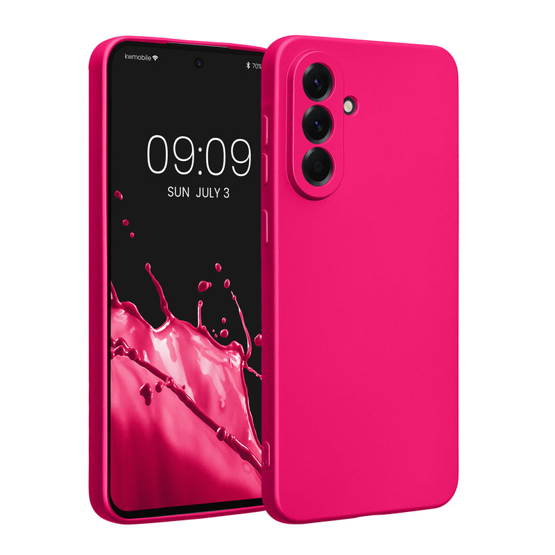 kwmobile Handyhülle kompatibel mit Samsung Galaxy A56 5G Hülle - weiche Silikon Case metallisch schimmernd in Metallic Pink Metallic Pink  
