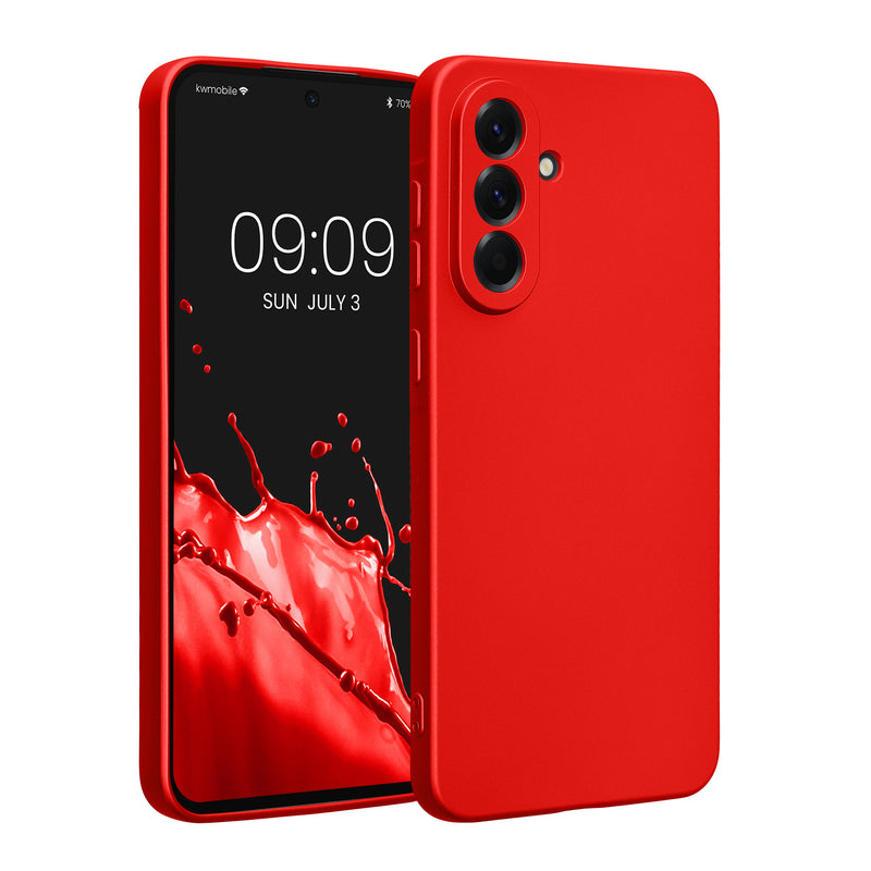 kwmobile Handyhülle kompatibel mit Samsung Galaxy A56 5G Hülle - weiche Silikon Case metallisch schimmernd in Metallic Dunkelrot Metallic Dunkelrot  