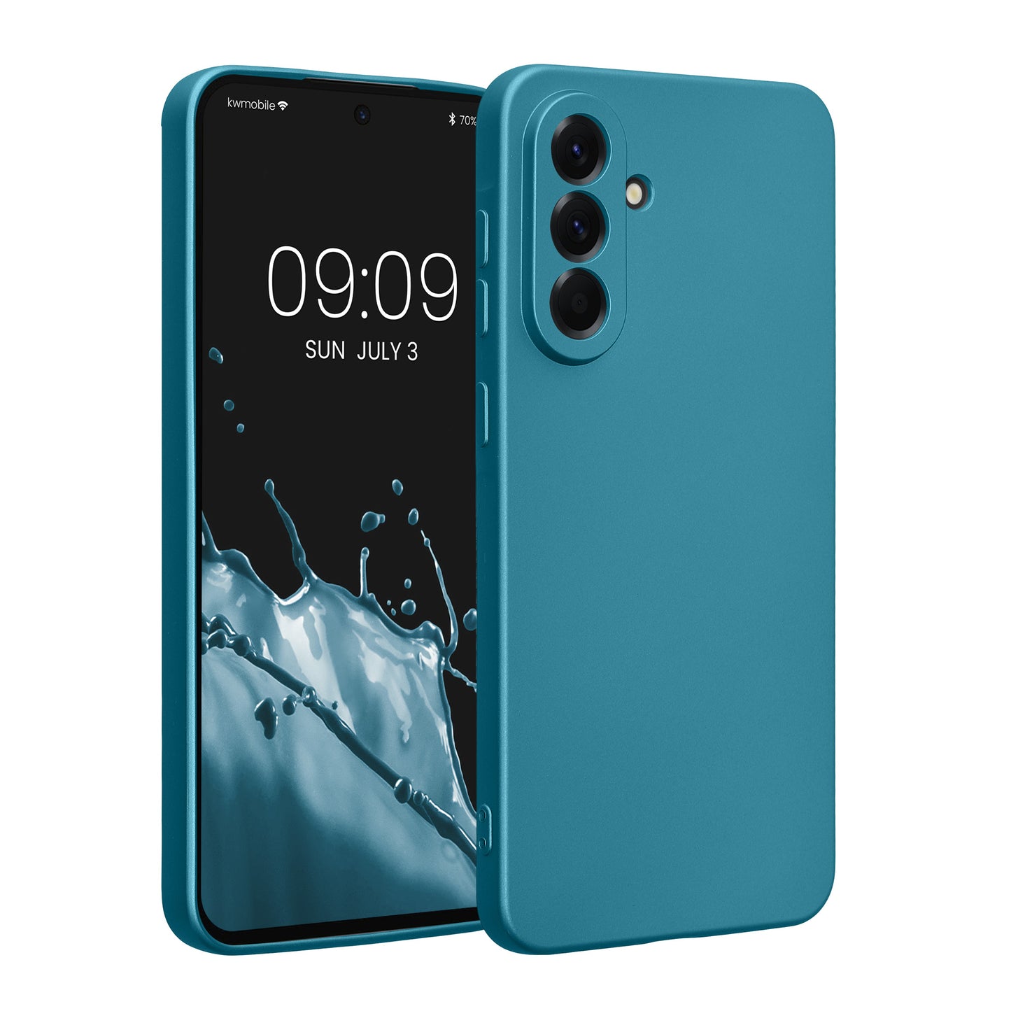 kwmobile Handyhülle kompatibel mit Samsung Galaxy A56 5G Hülle - weiche Silikon Case metallisch schimmernd in Metallic Karibikblau Metallic Karibikblau  
