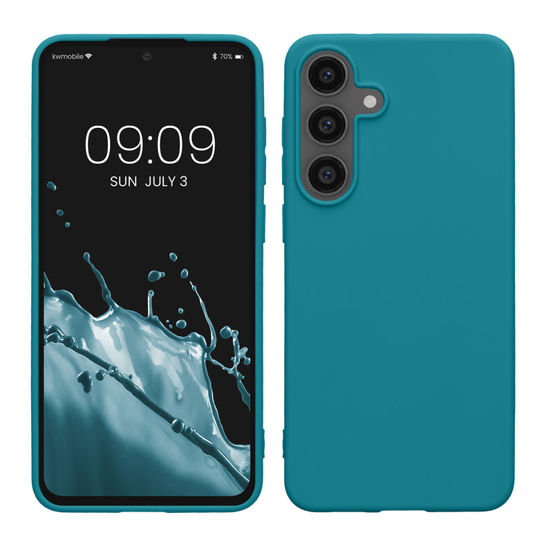 kwmobile Hülle kompatibel mit Samsung Galaxy S25 FE Hülle - weiches TPU Silikon Case - Cover geeignet für kabelloses Laden - Petrol matt Petrol matt  