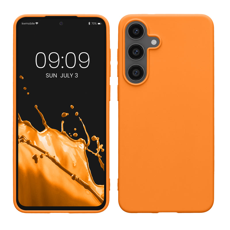 kwmobile Hülle kompatibel mit Samsung Galaxy S25 FE Hülle - weiches TPU Silikon Case - Cover geeignet für kabelloses Laden - Fruity Orange Fruity Orange  