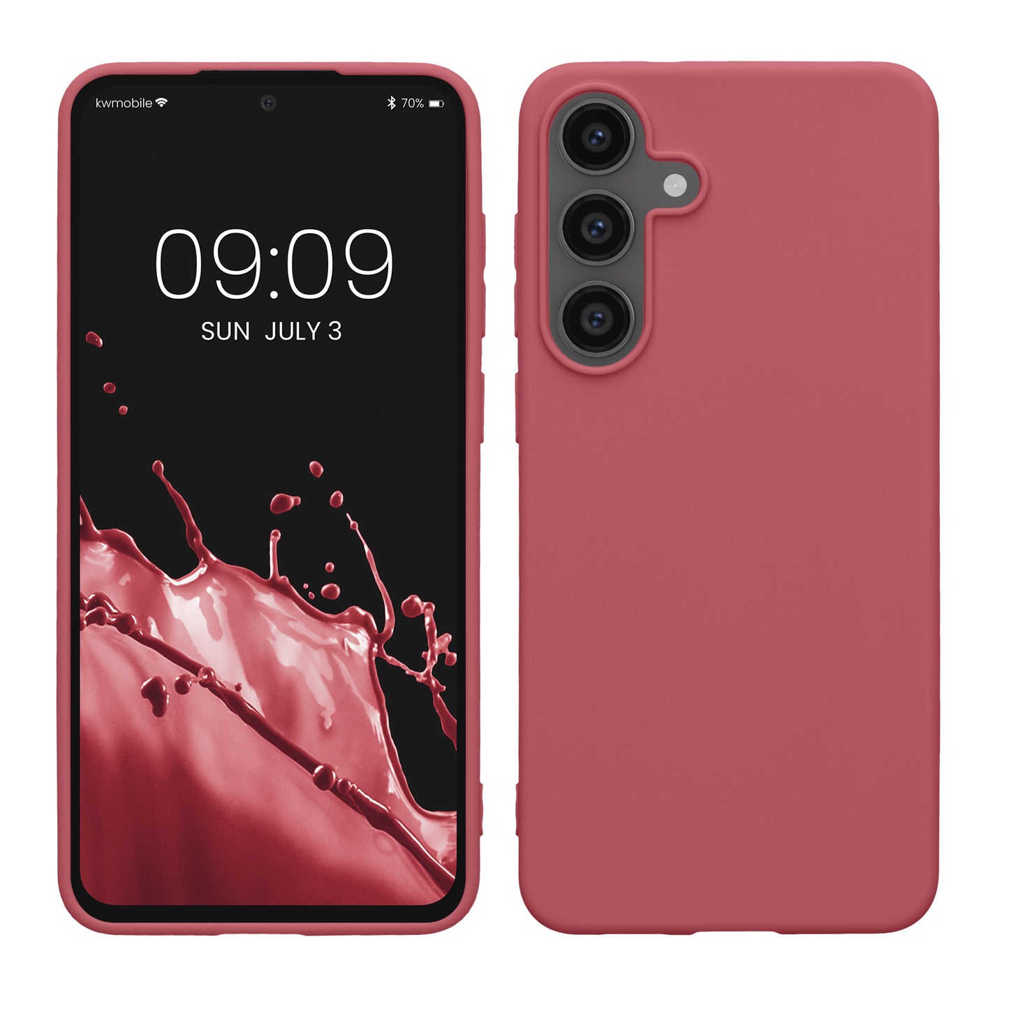 kwmobile Hülle kompatibel mit Samsung Galaxy S25 FE Hülle - weiches TPU Silikon Case - Cover geeignet für kabelloses Laden - Dark Rose Dark Rose  