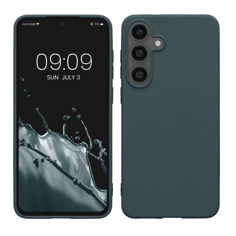 kwmobile Hülle kompatibel mit Samsung Galaxy S25 FE Hülle - weiches TPU Silikon Case - Cover geeignet für kabelloses Laden - Dunkler Schiefer Dunkler Schiefer  