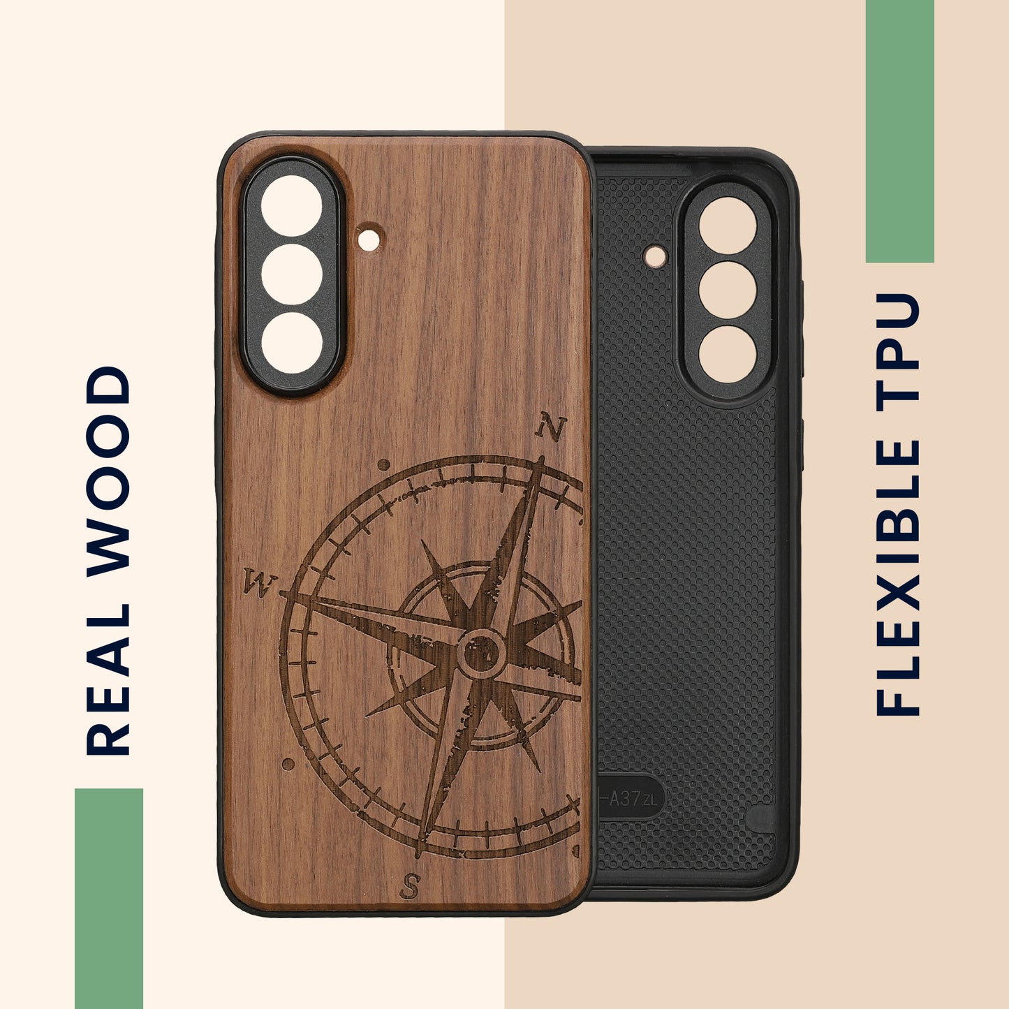 kwmobile Case Compatible with Samsung Galaxy A37 5G Phone Cover TPU Cell Phone Cover Compass Vintage