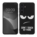 kwmobile Hülle kompatibel mit Samsung Galaxy S25 FE - Handyhülle Silikon Case - Don't touch my Phone Weiß Schwarz Weiß  [dsg01]