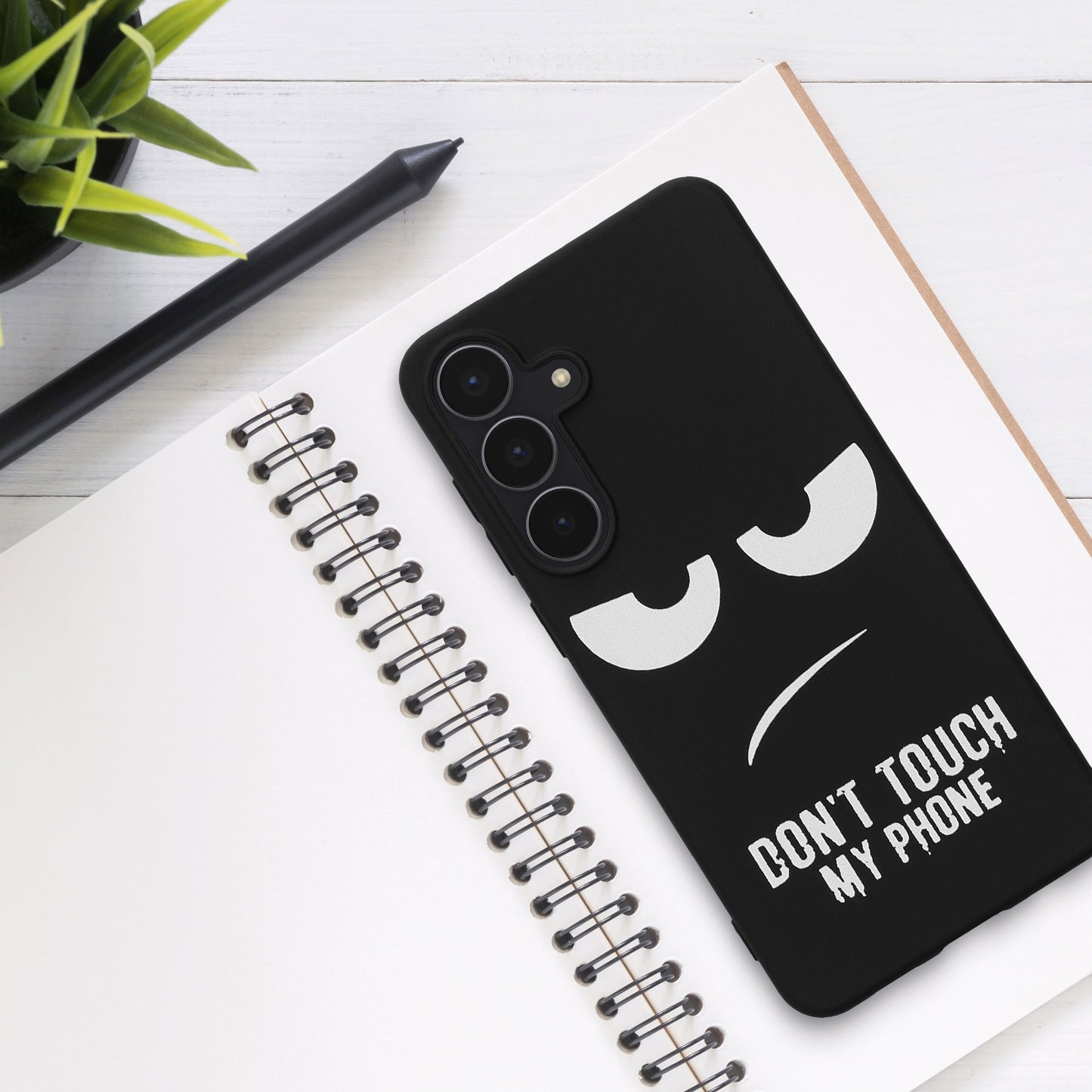 kwmobile Case Compatible with Samsung Galaxy S25 FE - Silicone Phone Cover - Don't touch my Phone