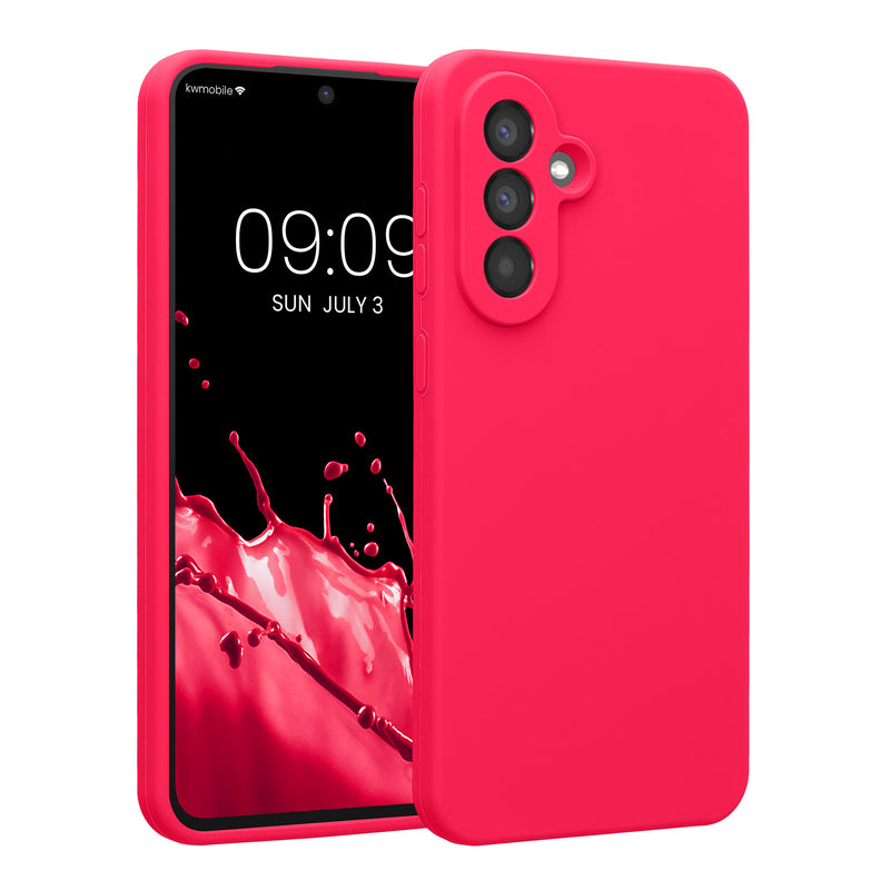 kwmobile Handyhülle kompatibel mit Samsung Galaxy A56 5G Hülle - gummierte Handy Case aus Silikon in Neon Pink Neon Pink  
