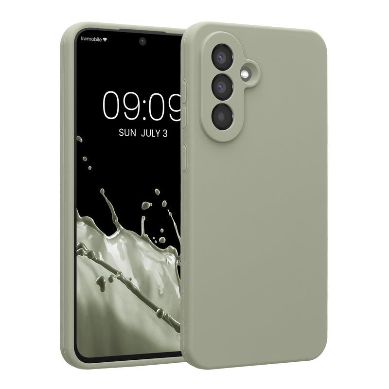 kwmobile Handyhülle kompatibel mit Samsung Galaxy A56 5G Hülle - gummierte Handy Case aus Silikon in Graugrün Graugrün  