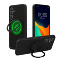 kwmobile Hülle für Samsung Galaxy A54 5G Handyhülle - Case kompatibel mit MagSafe - Cover mit Ringständer - Kunstleder Carbon Look in Schwarz Schwarz  [dsg01]