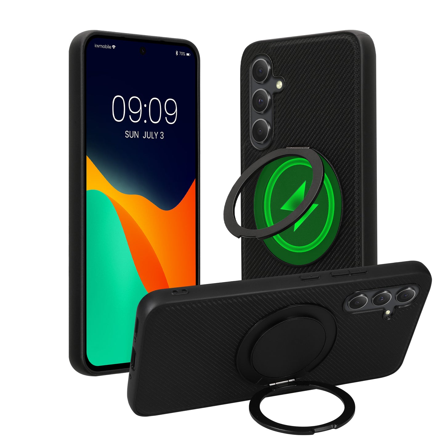 kwmobile Case for Samsung Galaxy A54 5G - Cover compatible with MagSafe with Ring Stand