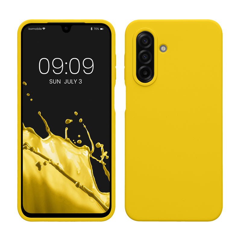 kwmobile Hülle kompatibel mit Samsung Galaxy A17 4G / 5G Hülle - Silikon Handy Case - Handyhülle weiche Oberfläche - kabelloses Laden - Strahlend Gelb Strahlend Gelb  
