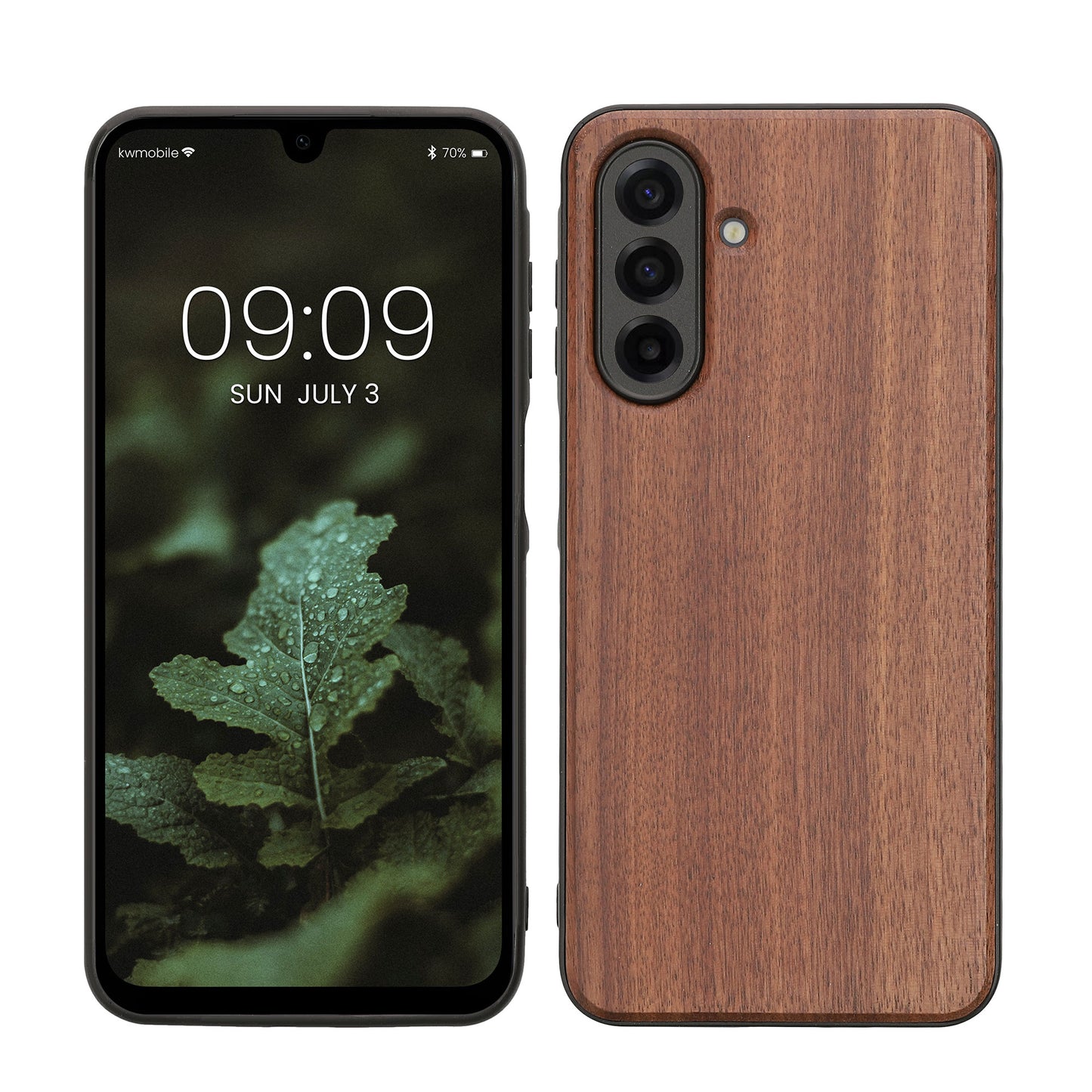 kwmobile Hülle kompatibel mit Samsung Galaxy A17 4G / 5G Hülle - Holz Case - stoßfestes Handy Cover - TPU Handyhülle in Dunkelbraun Dunkelbraun  