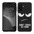 kwmobile Hülle kompatibel mit Samsung Galaxy A17 4G / 5G - Handyhülle Silikon Case - Don't touch my Phone Weiß Schwarz Weiß  [dsg01]