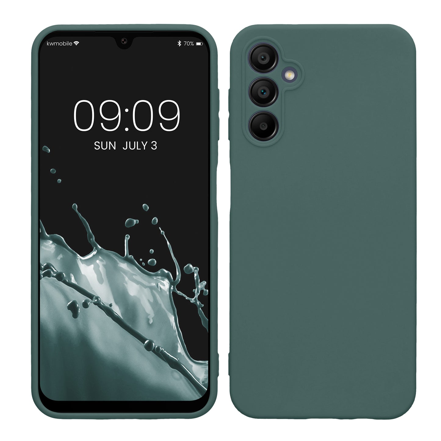 kwmobile Handyhülle kompatibel mit Samsung Galaxy A14 5G Hülle - Handy Case aus weichem Silikon in Blaugrün Blaugrün  