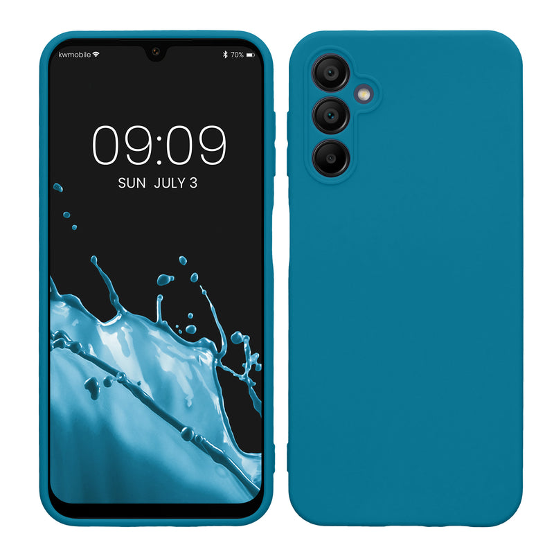 kwmobile Handyhülle kompatibel mit Samsung Galaxy A14 5G Hülle - Handy Case aus weichem Silikon in Karibikblau Karibikblau  