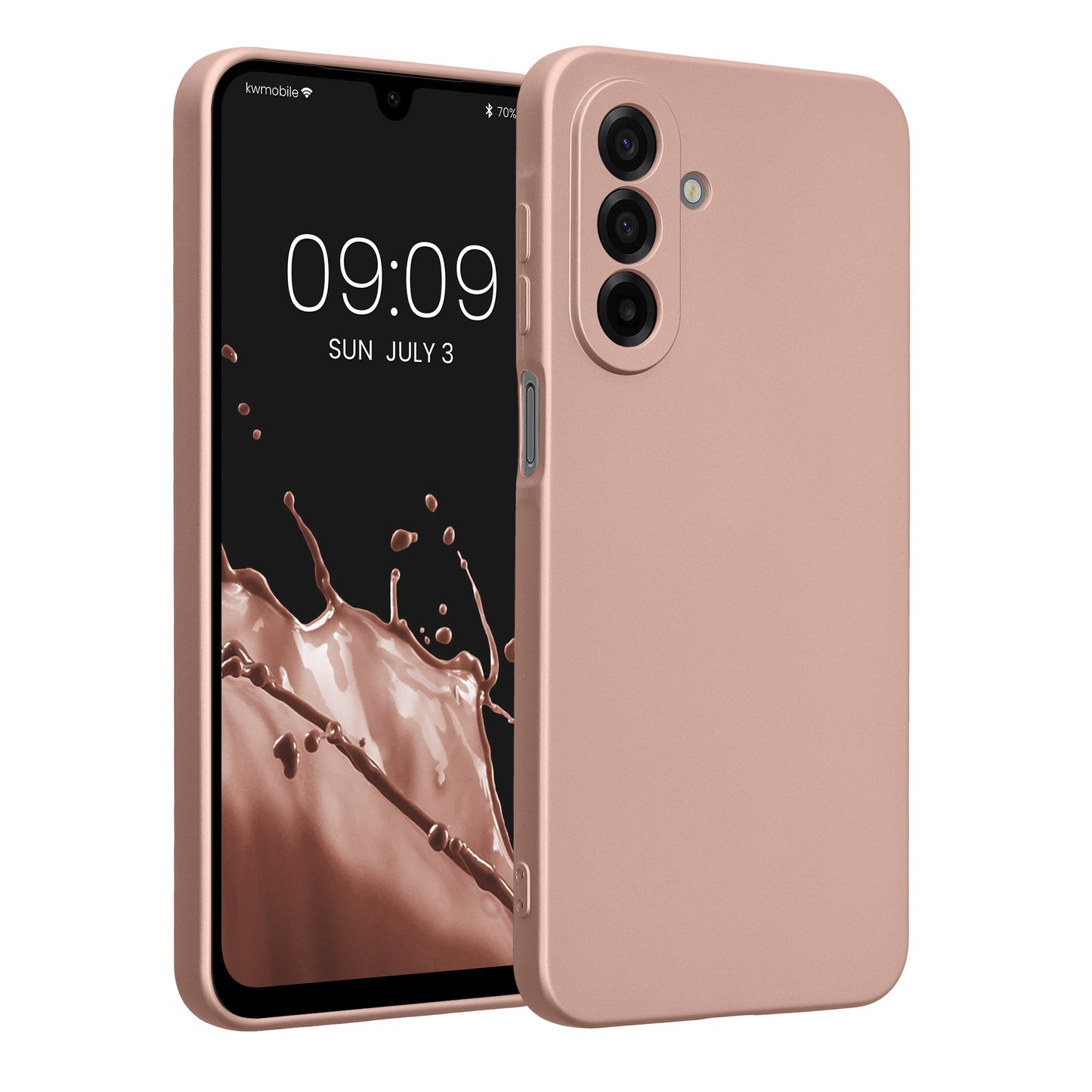 kwmobile Handyhülle kompatibel mit Samsung Galaxy A17 4G / 5G Hülle - weiche Silikon Case metallisch schimmernd in Metallic Rosegold Metallic Rosegold  