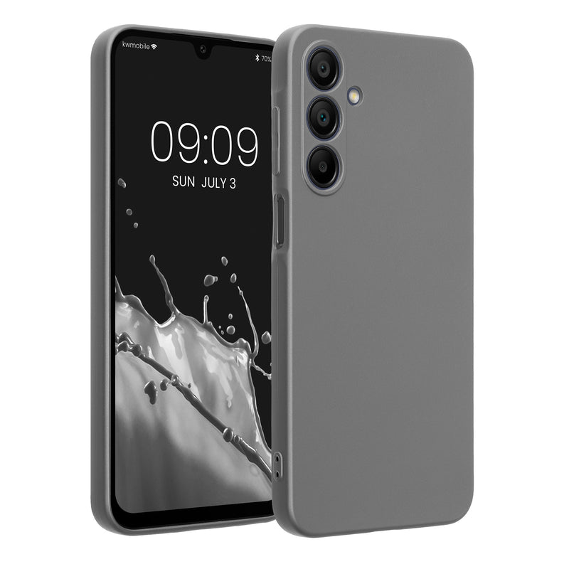 kwmobile Handyhülle kompatibel mit Samsung Galaxy A16 5G Hülle - weiche Silikon Case metallisch schimmernd in Metallic Grau Metallic Grau  