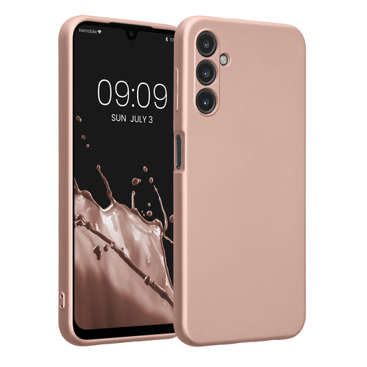 kwmobile Handyhülle kompatibel mit Samsung Galaxy A14 5G Hülle - weiche Silikon Case metallisch schimmernd in Metallic Rosegold Metallic Rosegold  