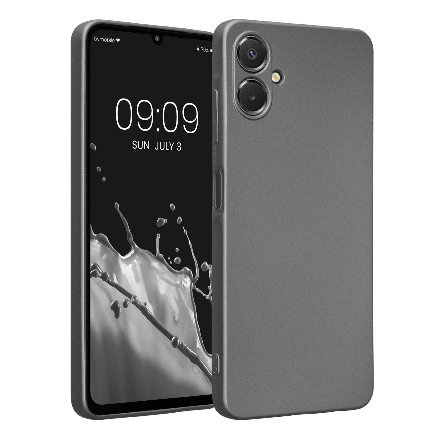 kwmobile Handyhülle kompatibel mit Samsung Galaxy A06 Hülle - weiche Silikon Case metallisch schimmernd in Metallic Grau Metallic Grau  