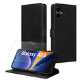 kwmobile Kunstleder Handyhülle kompatibel mit Samsung Galaxy A06 Hülle - Brieftaschen Schutzhülle aus PU-Leder mit Displayschutz und RFID-Schutz - Schwarz Schwarz  