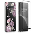 kwmobile Case Compatible with Samsung Galaxy S10 Phone Case Silicone Cover transparent with Glass Screen Protector