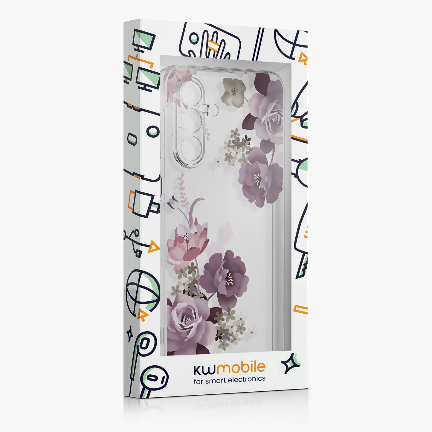 kwmobile Case Compatible with Samsung Galaxy A17 4G / 5G - Silicone Case Transparent - with Glass Screen Protector - Floral Blossoms and Roses Transparent